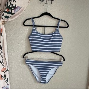 Aerie Blue Striped Bikini (never worn, liner still attached!) Size M